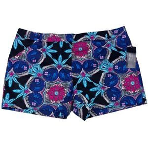 NWT Nicole Miller Shorts Women Maiolica Magic Tropical Floral Sz 14 Beach‎ Girly